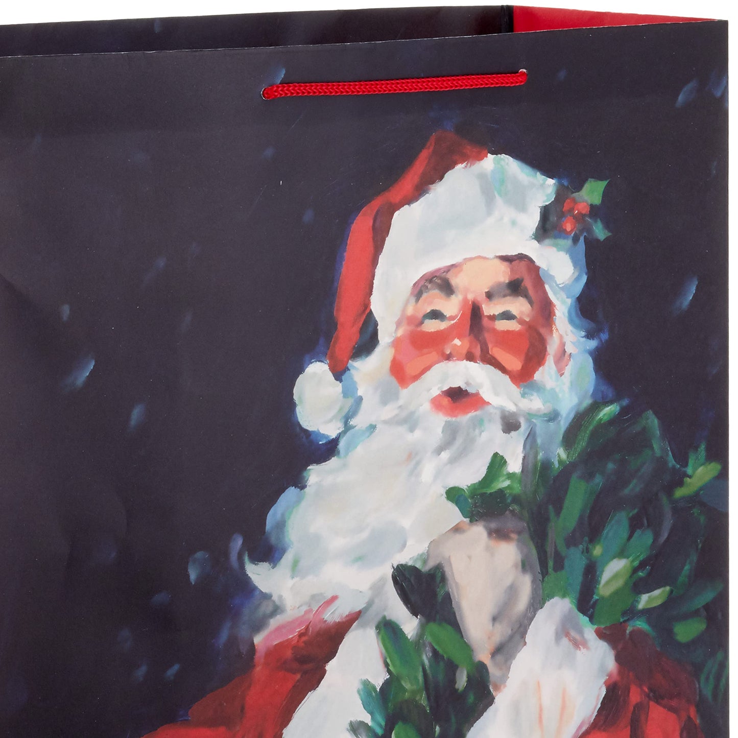 15" Extra Large Christmas Gift Bag Set (2 Bags: Classic Santa, Black, Red and Green Plaid) for Friends, Family, Teachers, Coworkers