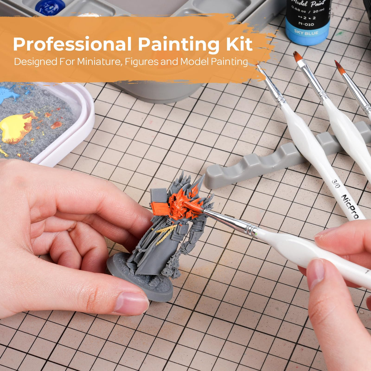 Miniature Painting Kit with Wet Palette, Detail Paint Brush Drybrush