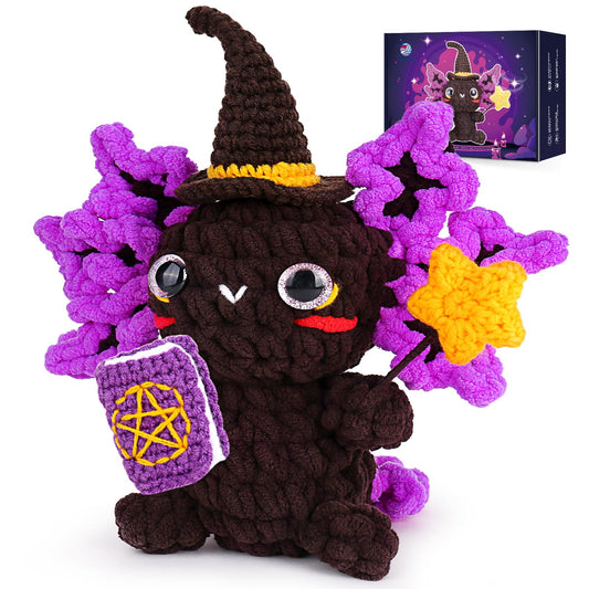 Crochetta Crochet Kit for Beginners, Crochet Starter Kit w Step-by-Step Video Tutorials, Beginner Crochet Kit for Adults Kids Women Men Complete Kit Included (Axolotl Wizard)