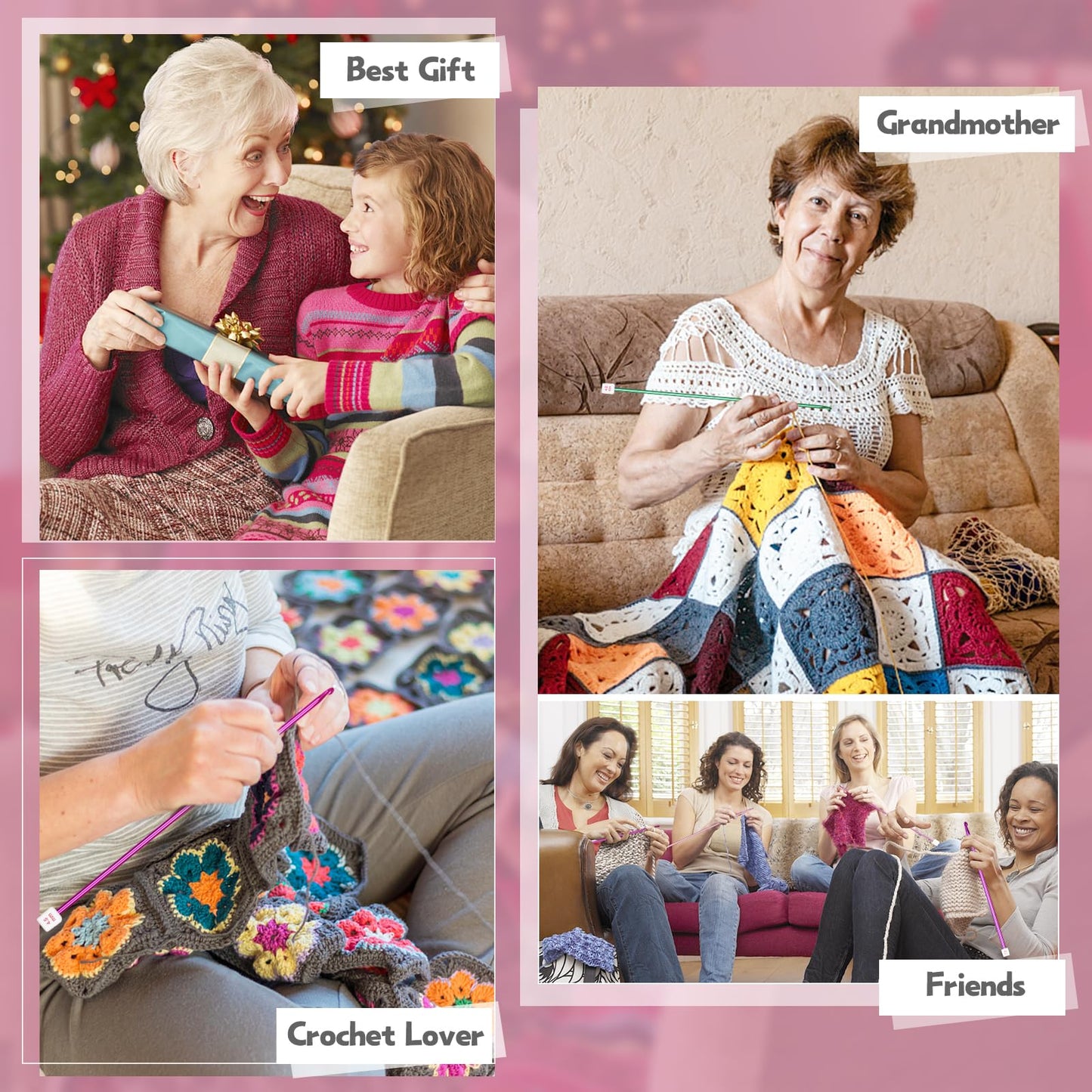 Katech 6 Sizes Tunisian Crochet Hooks Set-Long Afghan Tunisian Crochet Hooks-Beginners Crochet Hook Set Aluminum Crochet Needles for Crocheting Knitting Crochet Supplies (Stitches Won't Slip Off)