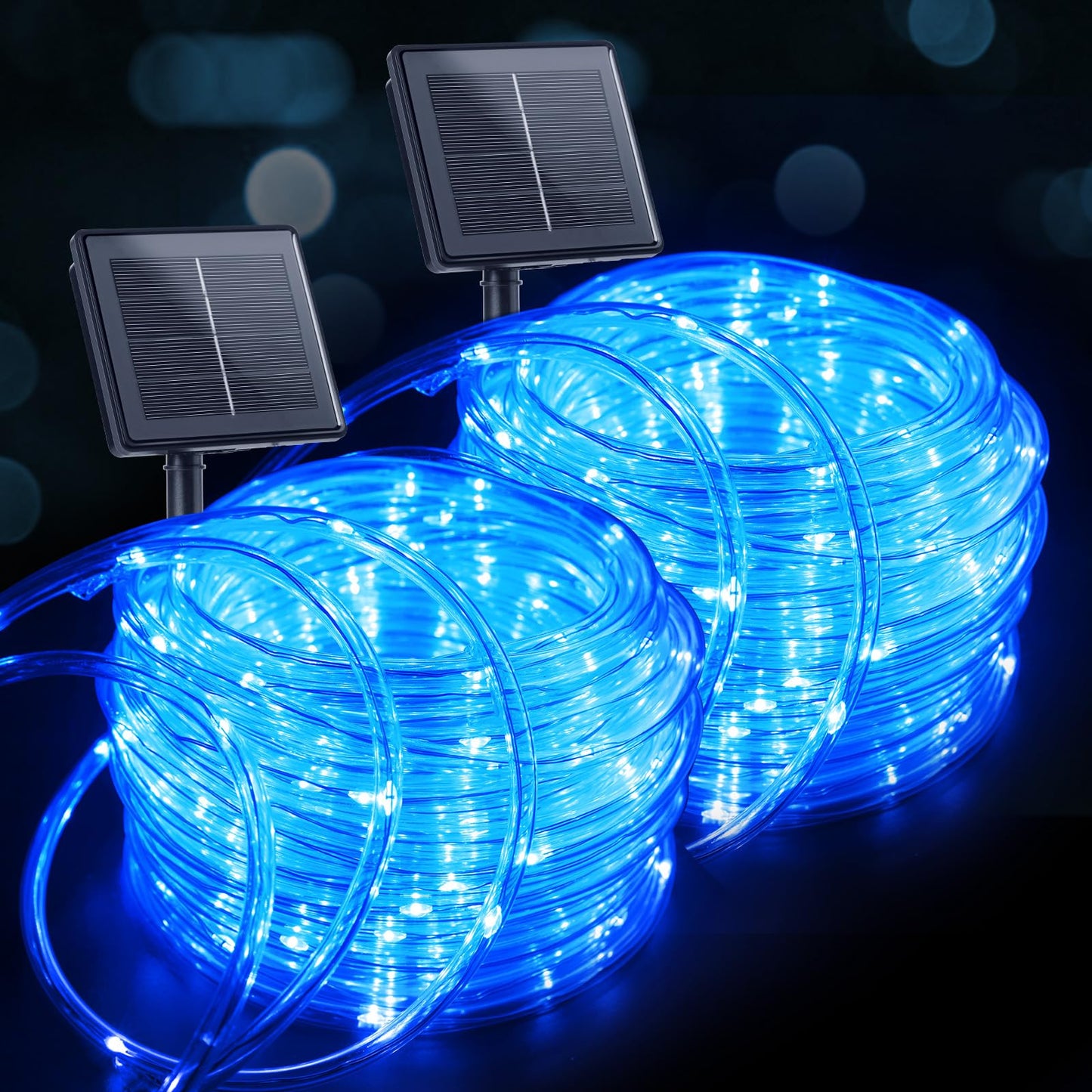 Brightown Solar Christmas Lights Outdoor Waterproof, 2 Pack Total 78FT 200 LED Solar Rope Lights with 8 Modes, Christmas Outdoor Decoration, Solar String Lights for Outside House Tree Halloween, Blue