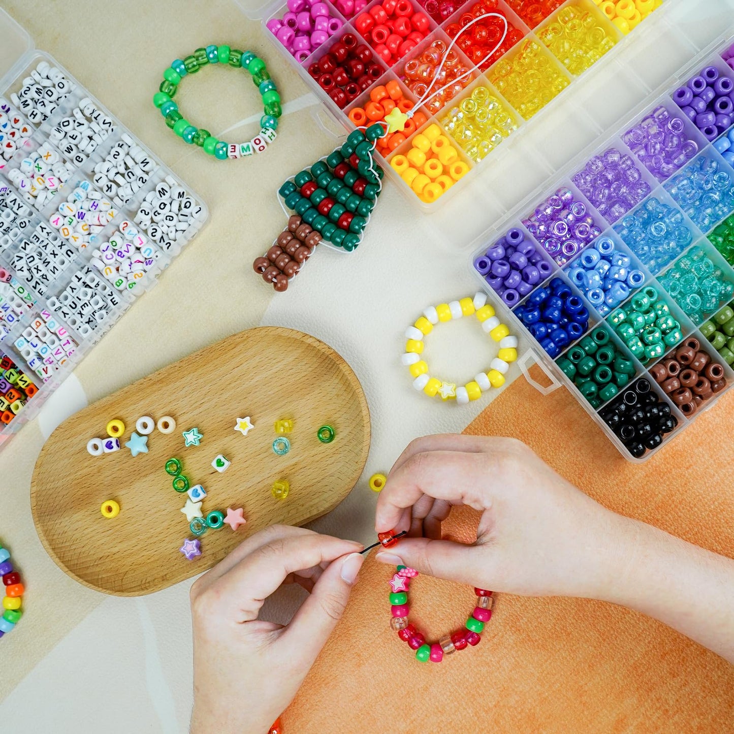 Dowsabel Bracelet Making Kit, 48 Colors Pony Beads Friendship Bracelet Kit Letter Beads Heart Beads for Jewelry Making, DIY Arts and Crafts Gifts Toys for Girls and Adults