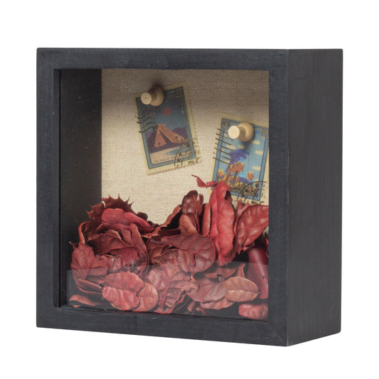Fire Shadow Box Frame 6x6 Shadow Box Display Case with Linen Back of Awards Memorabilia Flower, Pictures, Keepsakes、Bouquet、Medals and More Photos Memory Box Black