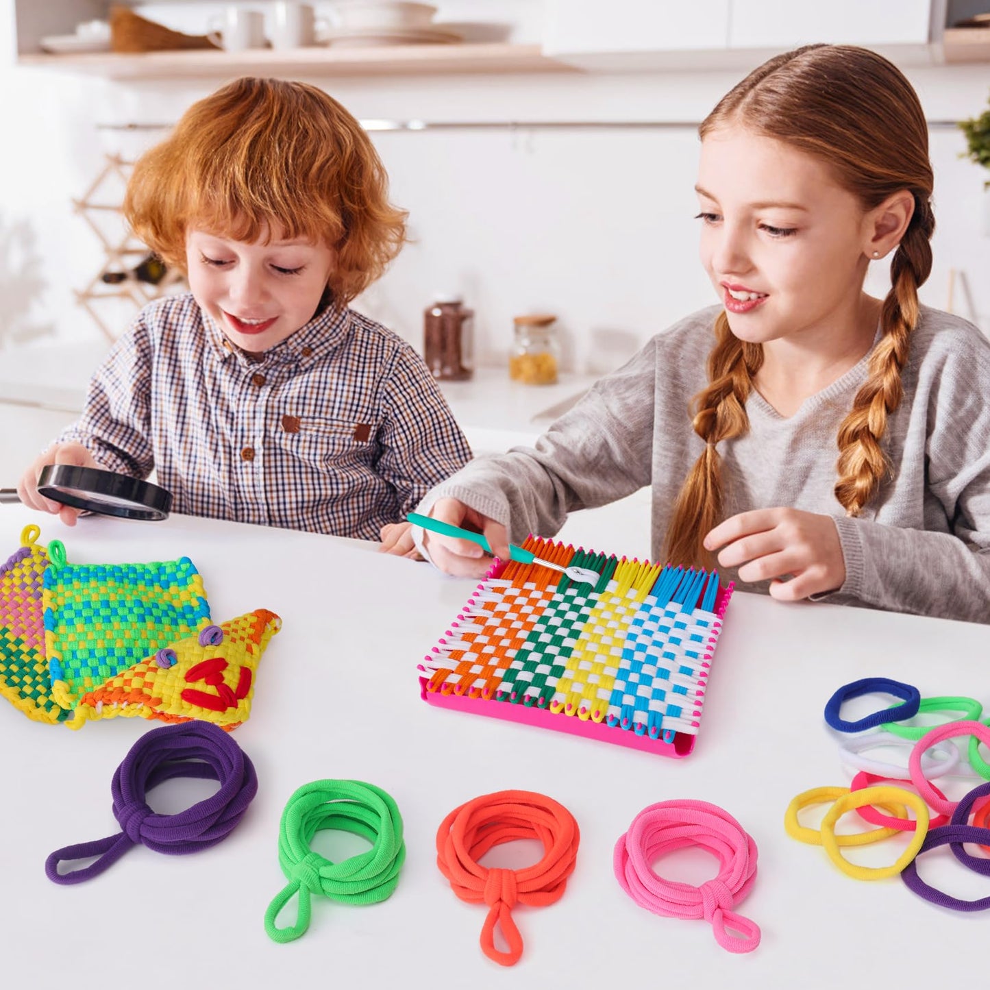 Weaving Loom Loop Refill,7 Inch 288 Pcs in 8 Vibrant Colors, Potholder Loops, Loom Refill Loops Craft for Kids