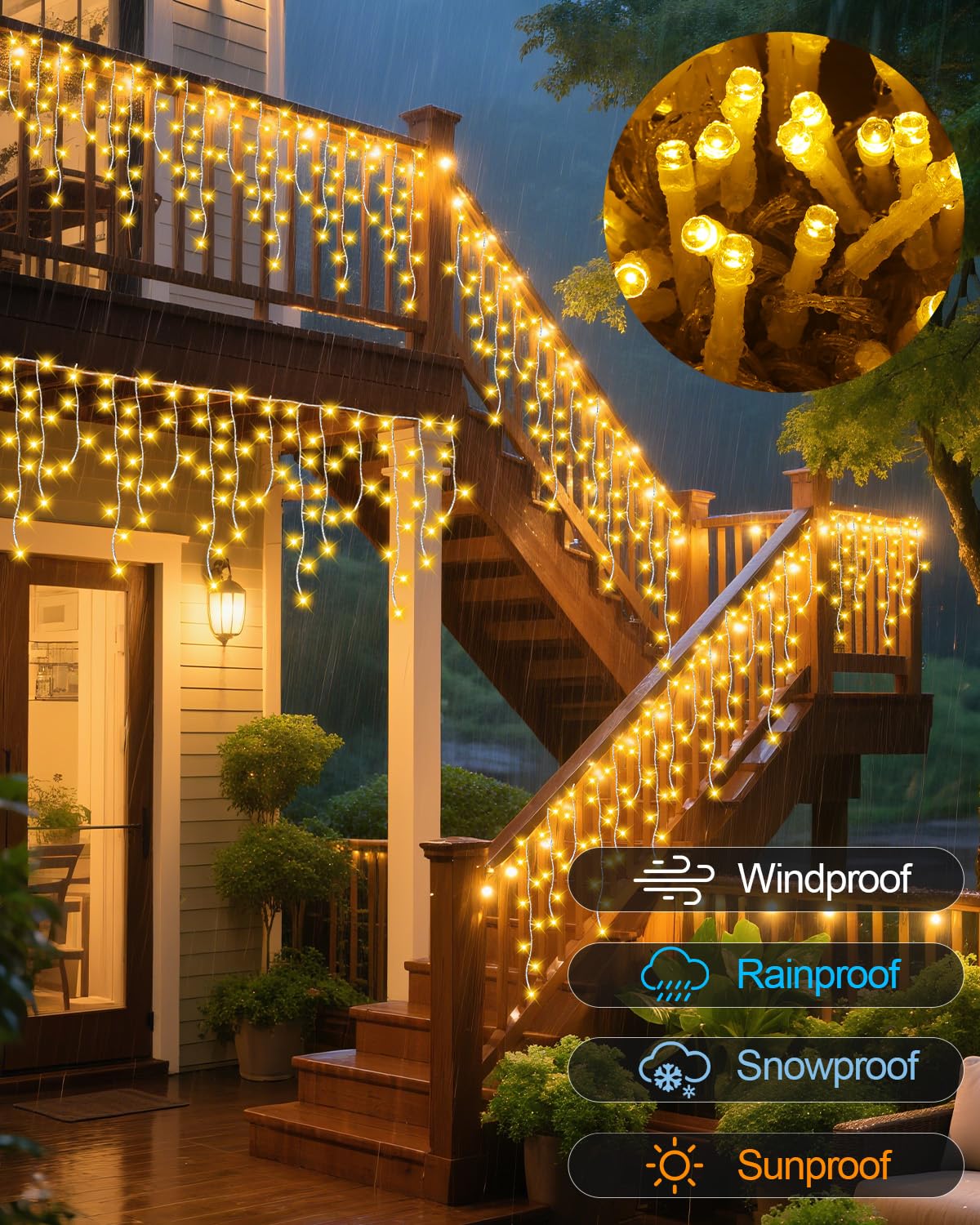 Christmas Outdoor/Indoor Decorations Ice Lights Twinkle Fairy String Light