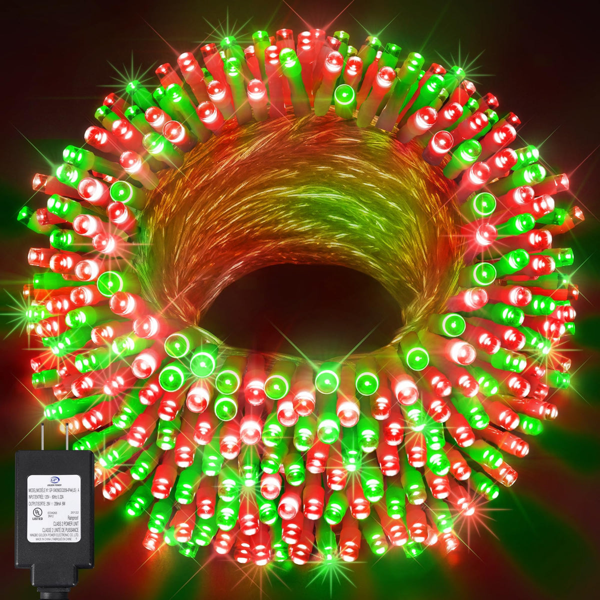Outdoor Christmas Lights 500 LED 197ft String Lights 8 Modes & Memory Fairy Light Plug in Waterproof LED String Lights for Xmas Yard Tree Wedding Decoration (Red and Green)