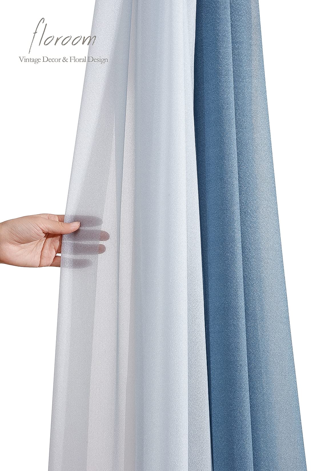 Wedding Arch Draping Fabric 3 Panels 20Ft Chiffon Fabric Drapes Arbor Drapery Wedding Ceremony Reception Swag Decorations (Dusty Blue +Powder Blue +White)