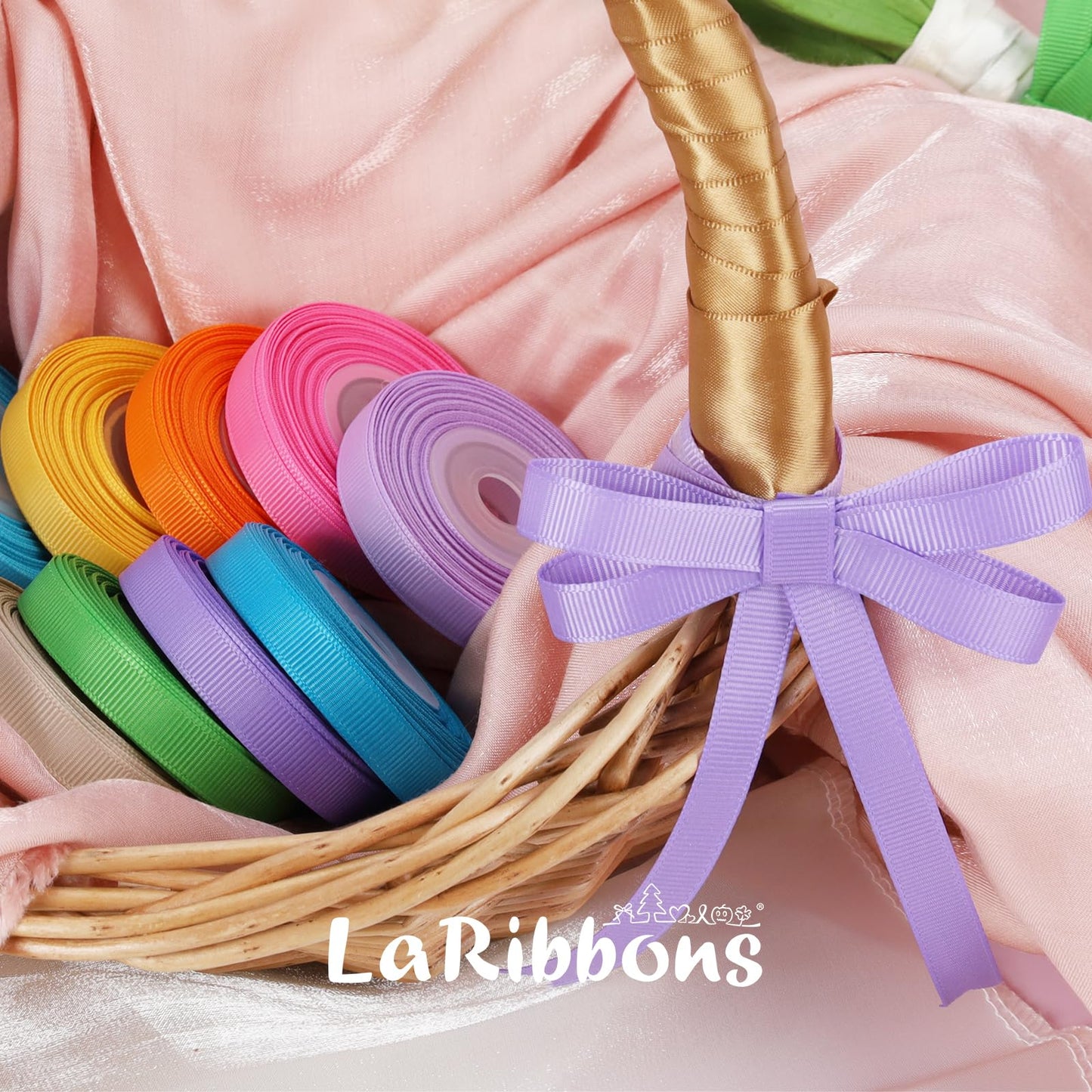 3/8 Inch 100 Yards Grosgrain Ribbon Set 10 Yd/Roll 10 Rolls Spring Easter Craft Ribbon for Gift Wrapping Floral Bouquets Wedding Party Decoration