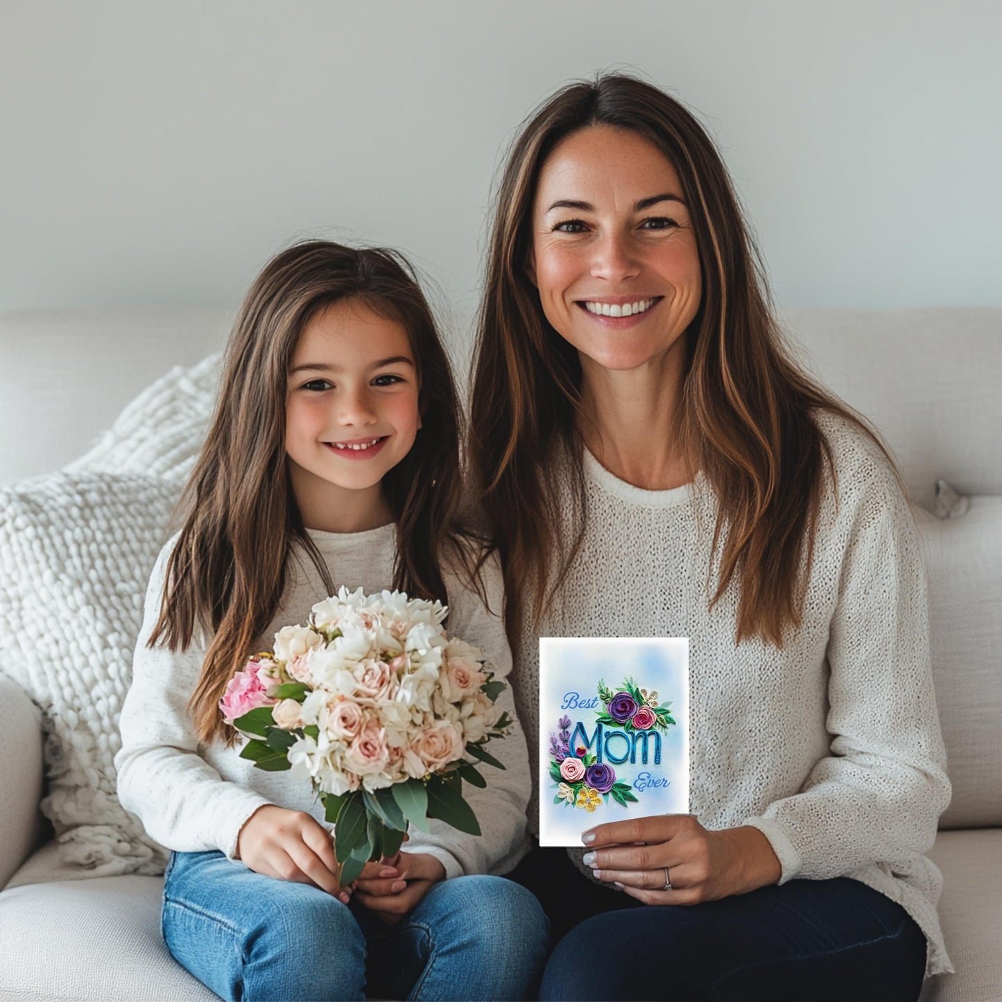 QUILLCRAFT Mother's Day Card, Best Mom Ever Quilled Quilling Card, Birthday, Thank You, Mothers Day, 3D Artful Greeting Card with Envelope, for Mother Daughter Sister Grandma (Mom)