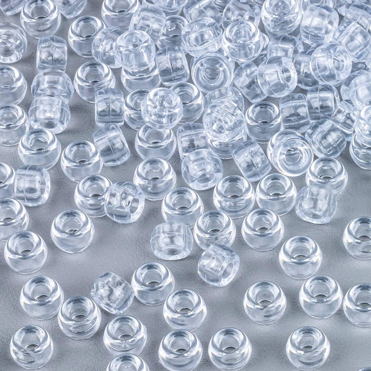 1000+ Pcs Pony Beads Bulk - Sukh 6x9 mm Plastic Bracelet Crystal White Clear Beads for Bracelets Making, Hair Braids, DIY Crafts, Key Chai Making, Home Decor