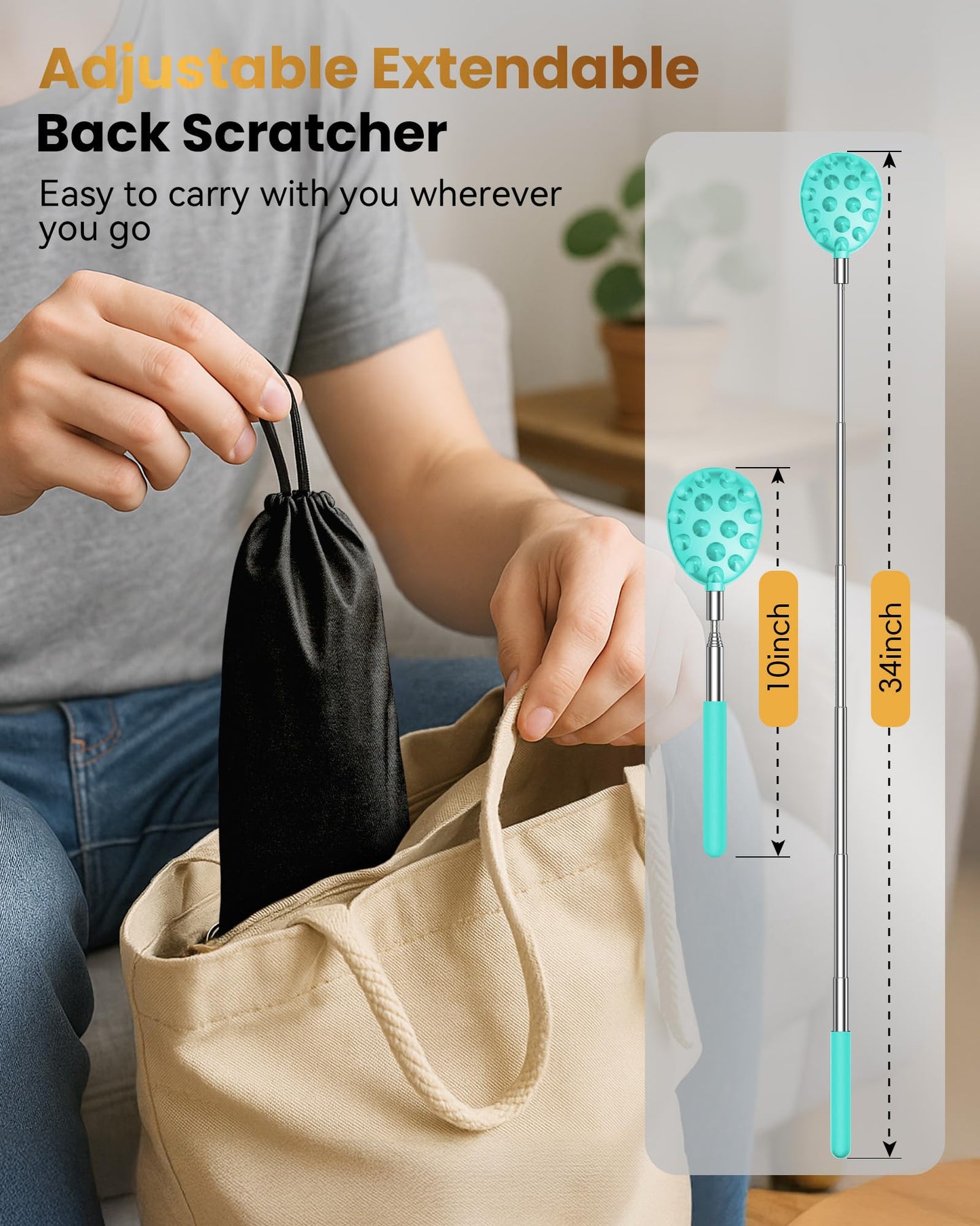 Telescoping Back Scratcher with 5 Detachable Heads, Fathers Day Dad Gifts for Husband, Dad, Men, Women, Practical Birthday Gifts for Men, Adults with Gift Box