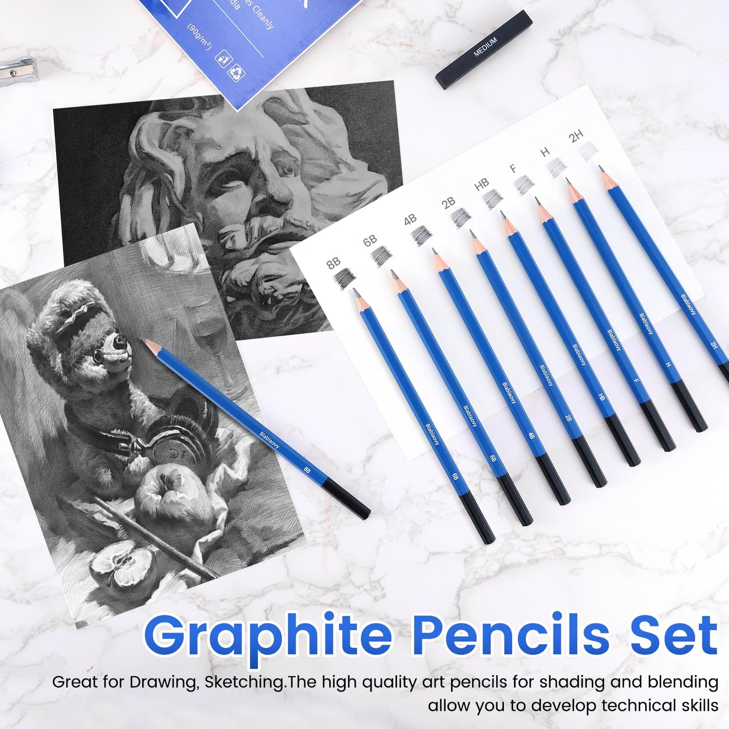 Art Supplies Drawing Pencils, Drawing Kit with 2 Sketch Book, Sketching Pencils, Graphite Pencils, Charcoal Pencils, Art Kit for Artists Adults Teens Beginner Kid, Drawing Pencils for Sketching