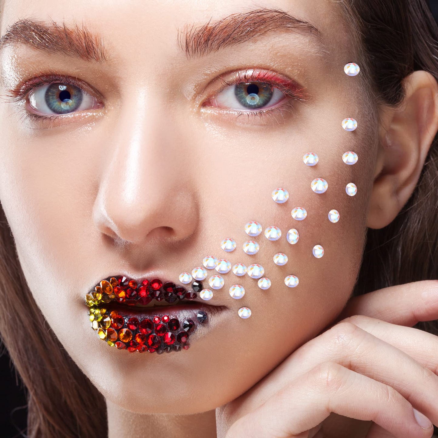 TecUnite 2000 Pieces Flat Back Round White Polar Light Crystal Rhinestones (1.5-6 Mm) with Pick Up Tweezer and Picking Pen for Crafts, Nail, Clothes, Shoes, Bags, DIY Art