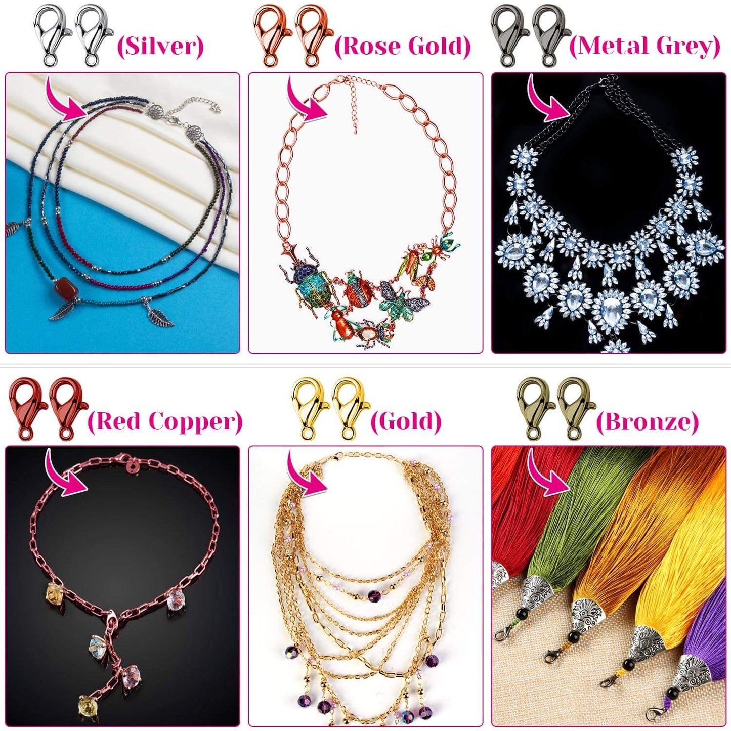 Jump Rings,   2340Pcs Open Jump Rings and Lobster Clasps Jewelry Making Supplies Kit for Necklace and Jewelry Repair