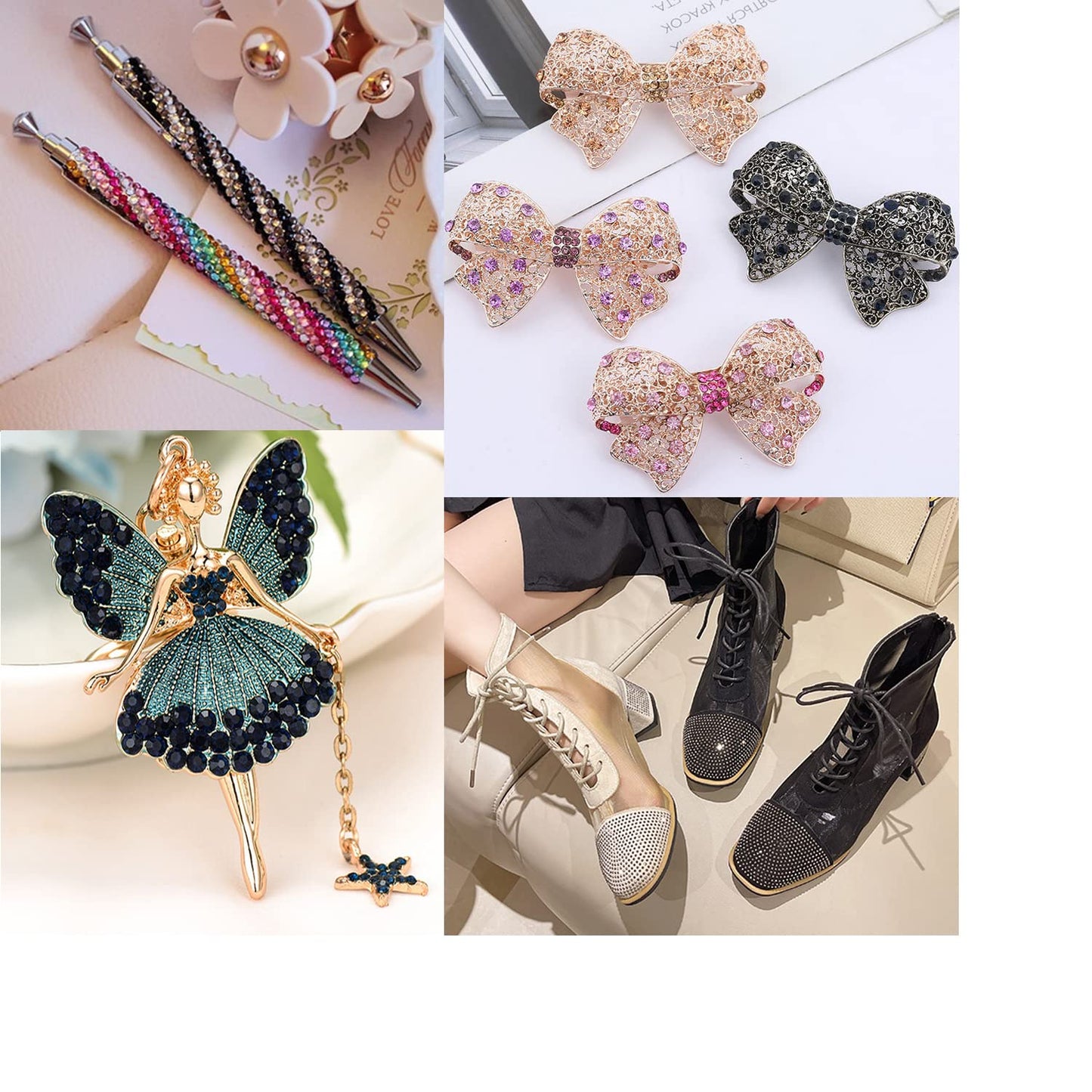 7000pcs+ Flatback Glass Hotfix Iron On Rhinestones Crystal for DIY Making with 1 Tweezer & 1 Picking Pen for Shoes, Clothes, Face Art, Bags, Manicure (Jet Black, 5-Sizes)