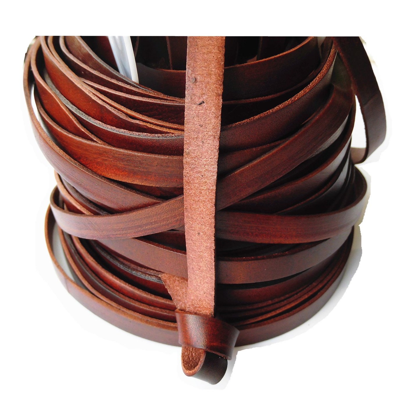 Glory Qin 5 Yards 10mmx2mm Genuine Cow Hide Flat Leather Srip, 10mm Wide Real Leather Craft for Jewelry Making LeatherRush (Brown)