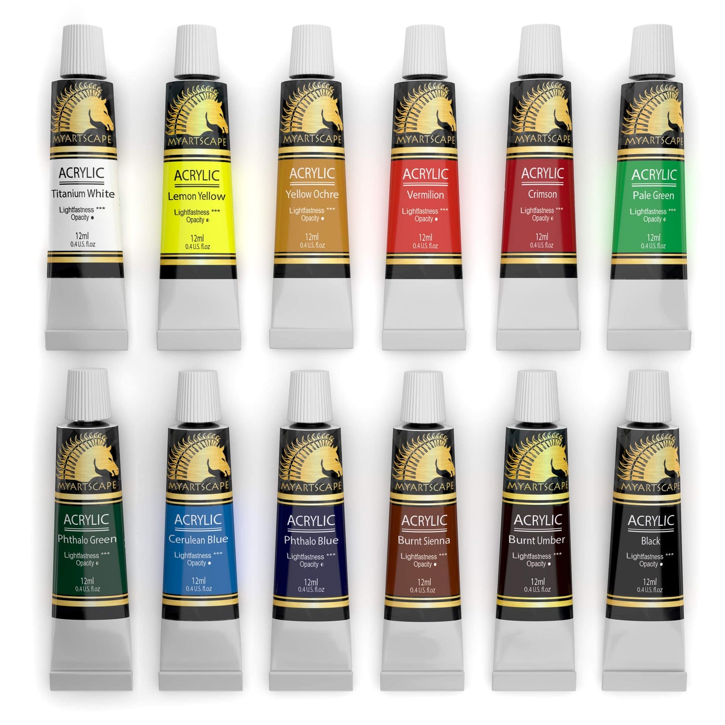 MyArtscape Acrylic Paint Set - 12 x 12ml Tubes - Lightfast - Heavy Body