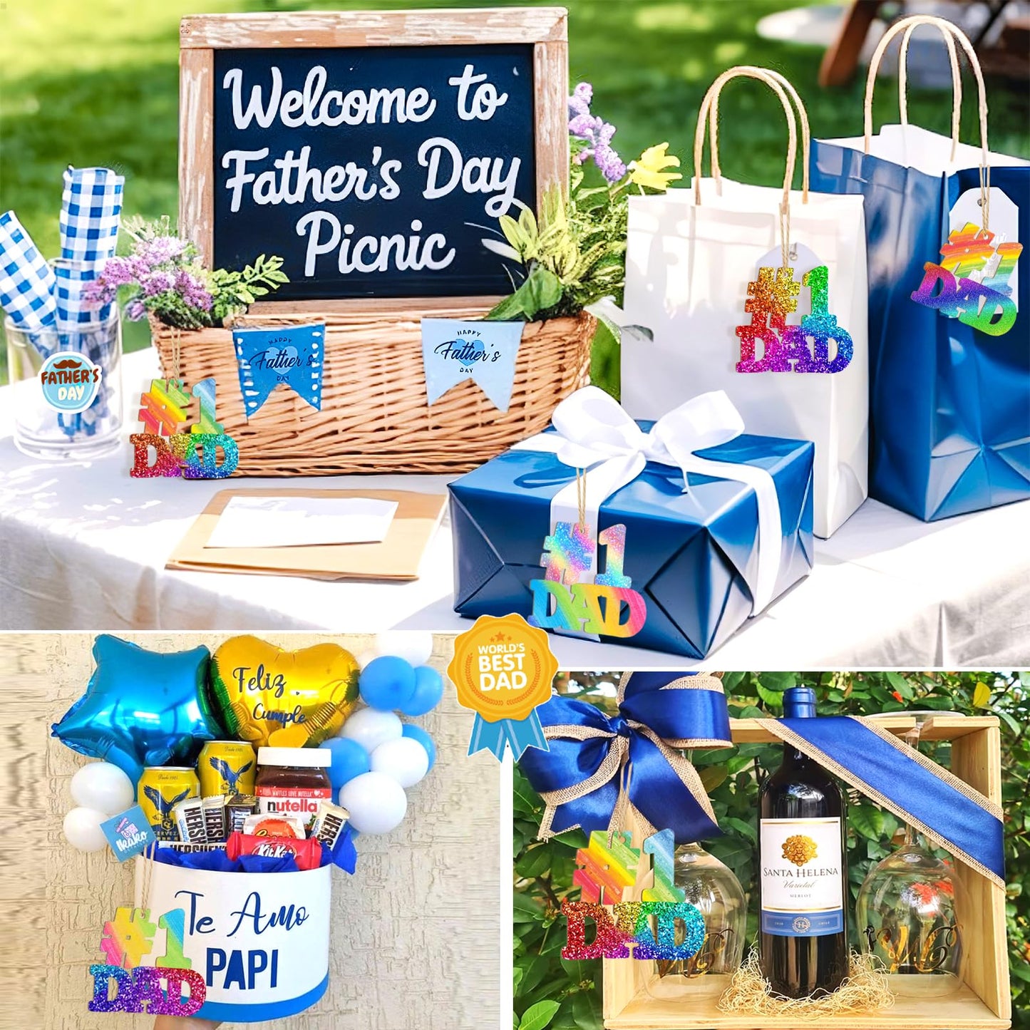 Wooden DAD Ornaments to Paint Father's Day Birthday Party Decoration Cutouts Unfinished 24PCS 3.5 x 3 inches, DIY Blank Unfinished Wood Daddy Ornament for Home Crafts Hanging Father Day Decoration