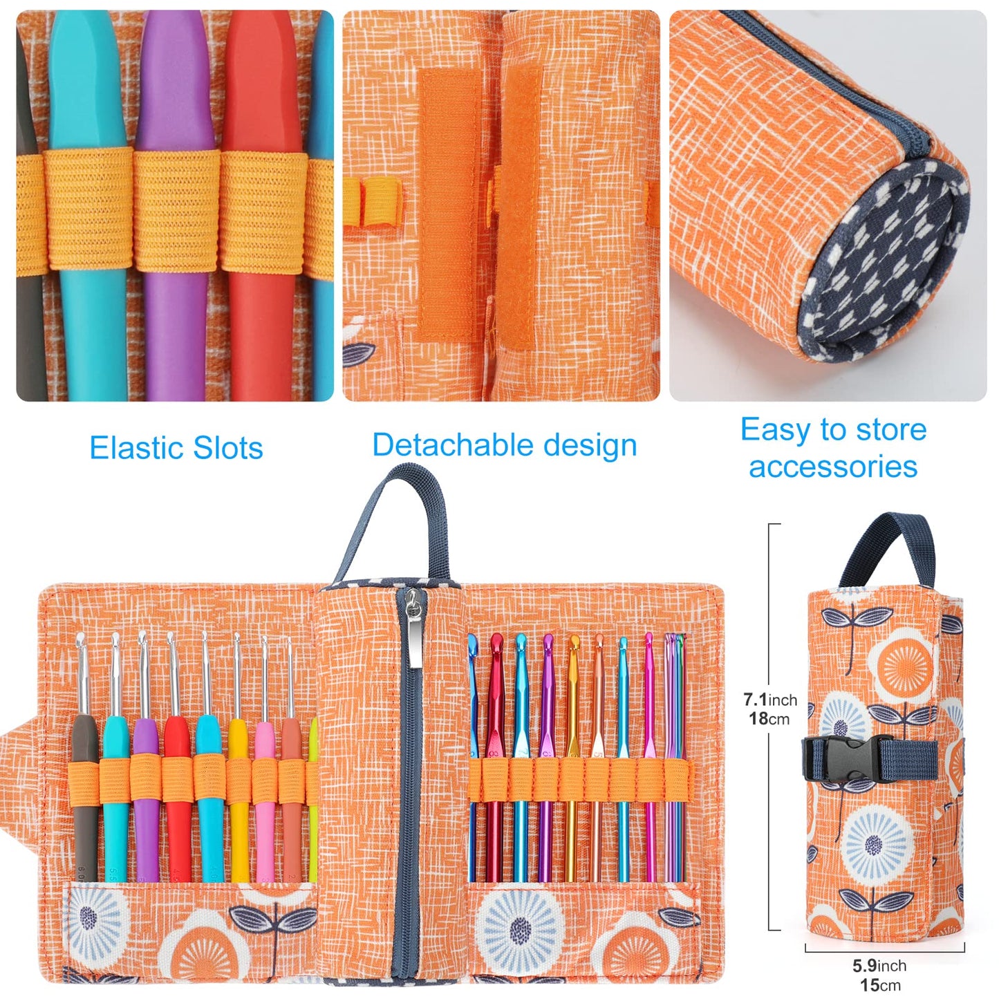 Vodiye Crochet Hooks, Ergonomic Handle Crochet Hooks Set, Comfortable Crochet Hook and Crochet Needle Accessories, Professional Crochet Needles Kit for Beginners and Experienced Crochet Hook Lovers