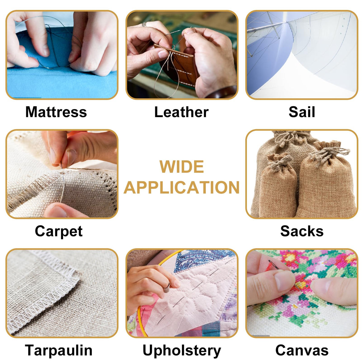 Heavy Duty Hand Sewing Needles Kit, 14 PCS with 10 Leather & 4 Curved Needles for Home Upholstery, Carpet Canvas Repair