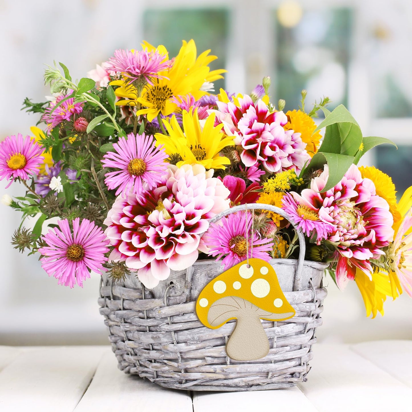 Wooden Spring Ornaments to Paint Mushroom Decoration Cutouts Unfinished 24PCS 3.5 x 3 inches, DIY Blank Unfinished Mushroom Wood Discs Ornament for Home Crafts Hanging Decoration