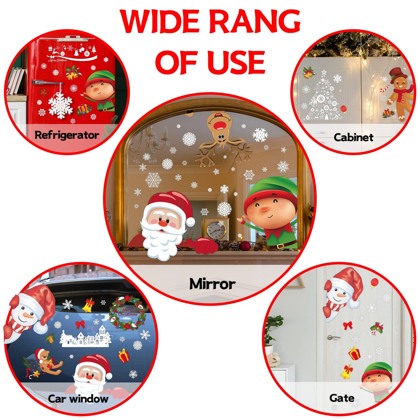 Christmas Decorations - Christmas Window Clings Decorations Stickers Indoor - Snowflakes Window Clings Decor for Home Office Classroom