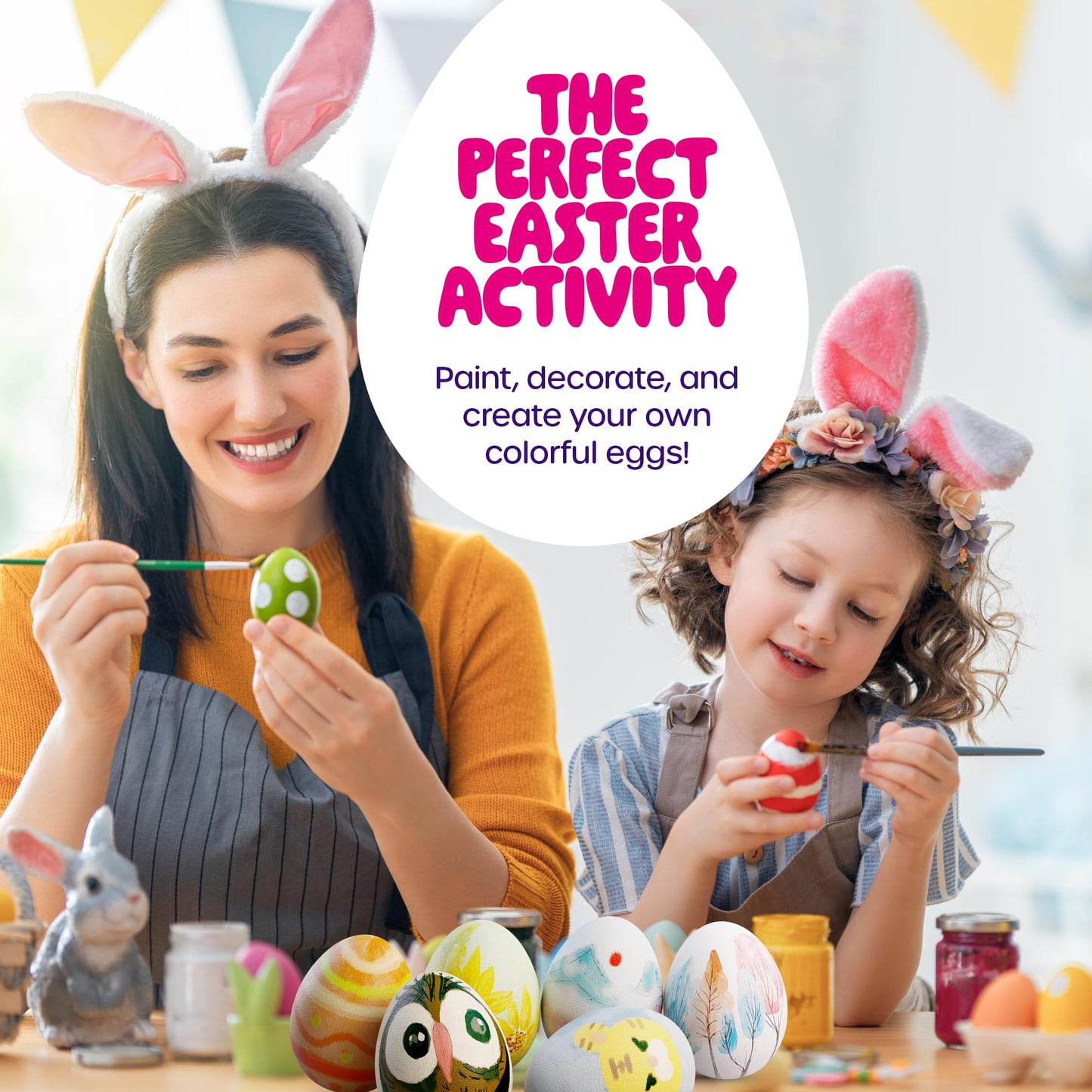 Easter Egg Squishy Painting Kit - Arts & Crafts for Girls and Boys - Kids Art Activities - Craft Gift for Kid Ages 6 7 8 9 10 Year Old Girl Gifts - Decorate 6 Slow Rising Squishies