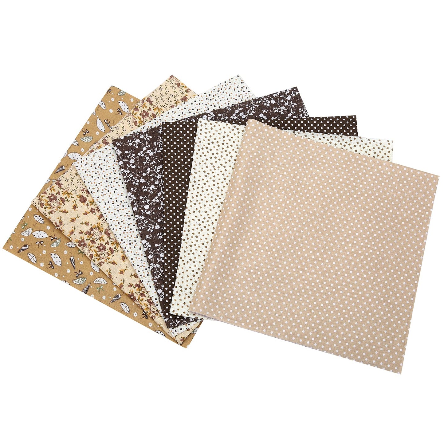 7Pcs 20" x 20" Cotton Fabric DIY Making Supplies Quilting Patchwork Fabric Fat Quarter Bundles DIY for Quilting Patchwork Cushions Cotton Fabric for Patchwork (20" x 20", Brown)