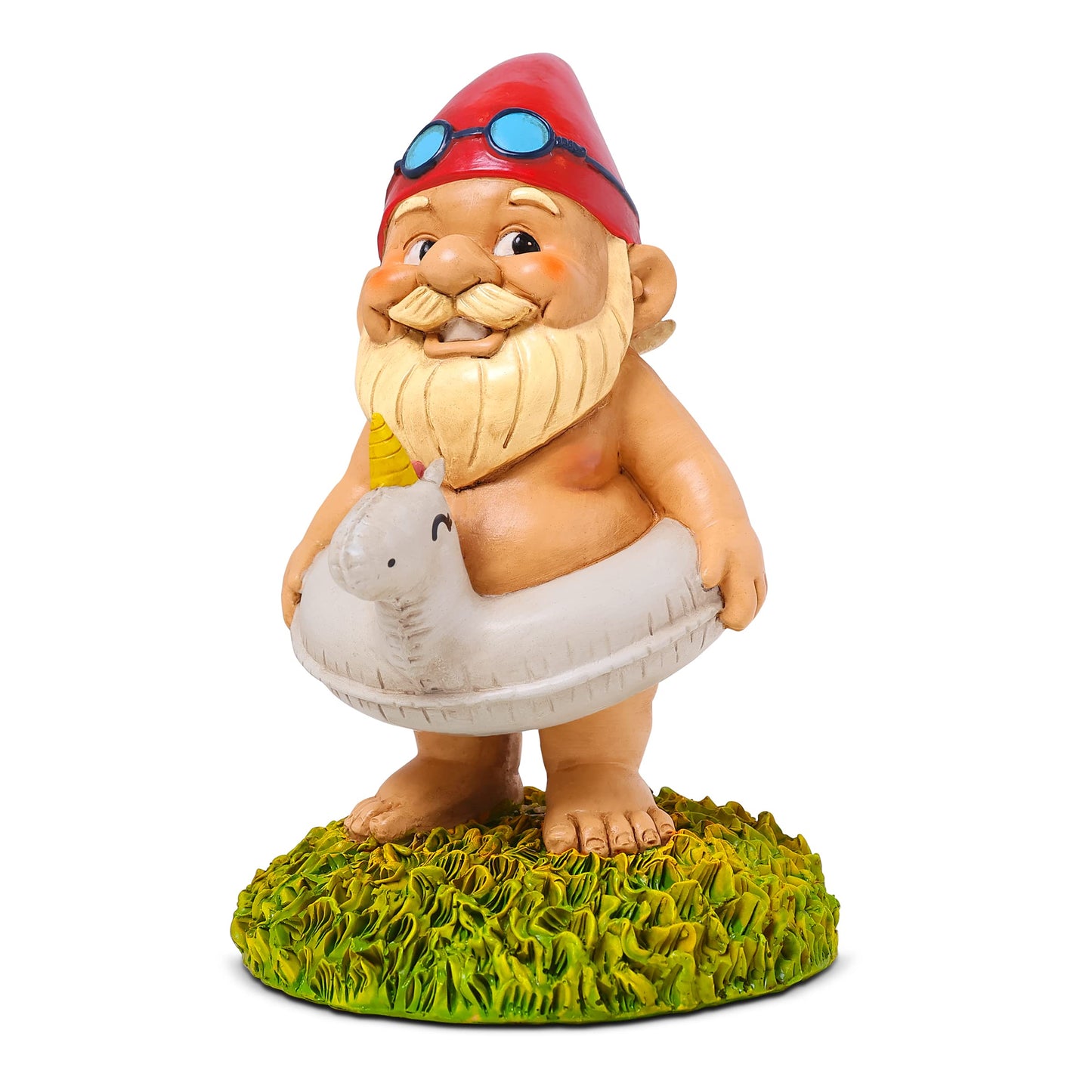 9” Funny Unicorn Pool Float Garden Gnome – Hilarious Lawn Statue for Outdoor Decor – All-Weather Resin Yard Ornament – Unique Housewarming & Gag Gift