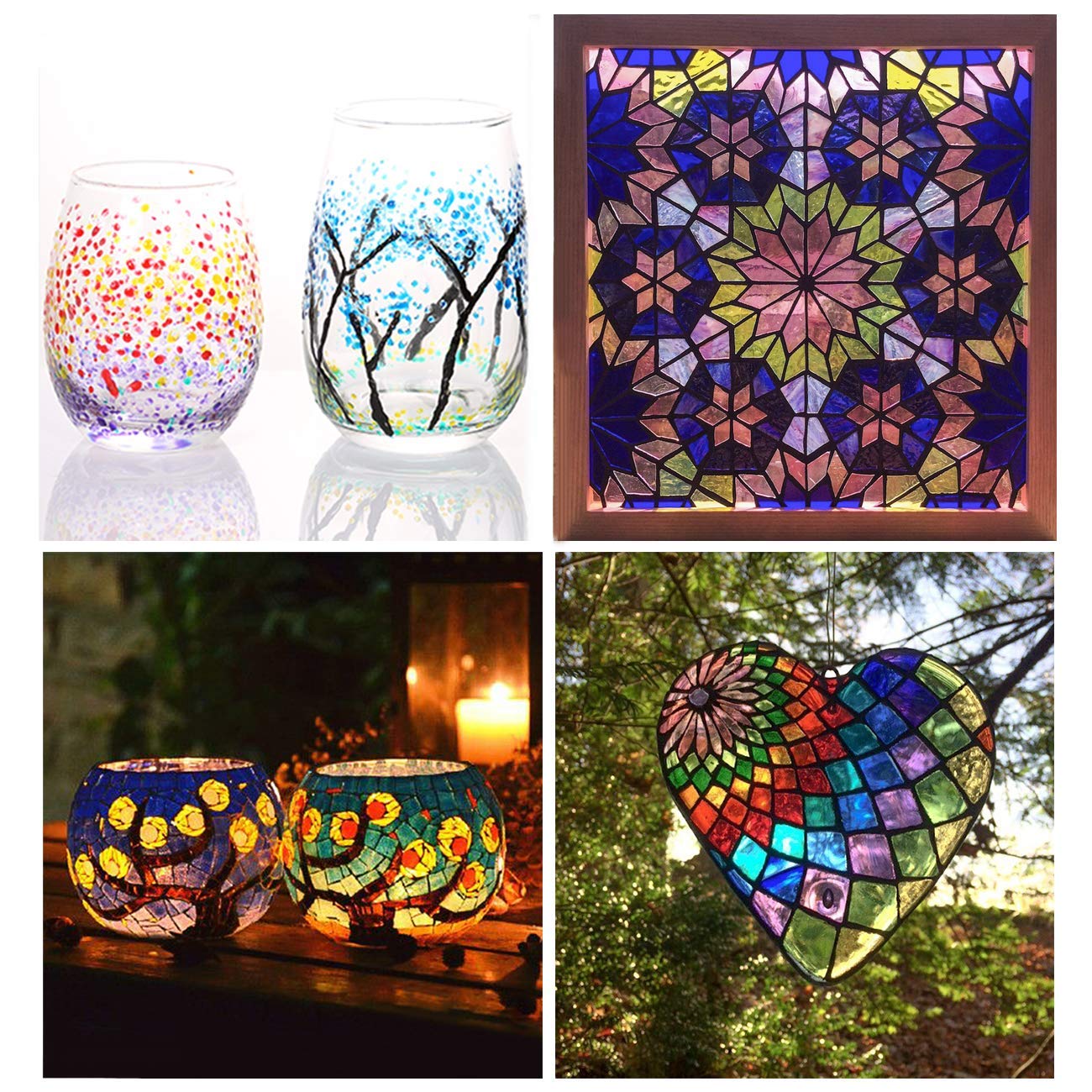 Magicdo Stained Glass Paint Kit with Palette,Transparent Glass Window Paint Acrylic Paint Set Great for Wine Bottle, Light Bulbs, Ceramic (12 Colors x 12ml)