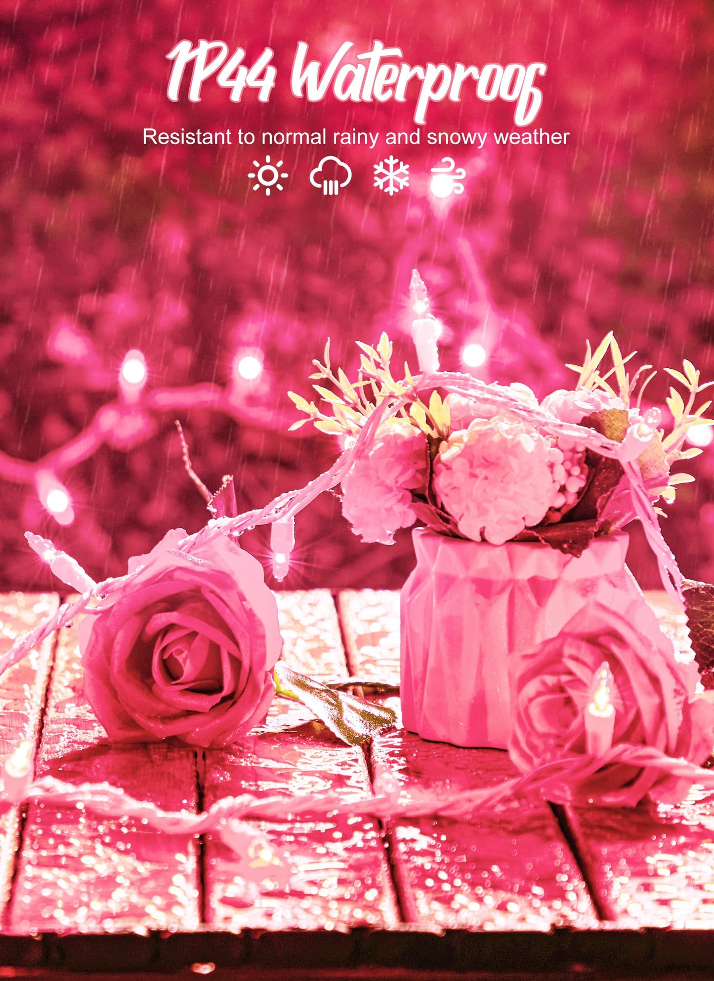 Pink Christmas String Lights, 50 Count 12 Feet Incandescent Bulb Mini Valentine's Lights, Waterproof Pink Lights for Indoor Valentine's Day Garland Wedding Party Festival Xmas Tree Decoration