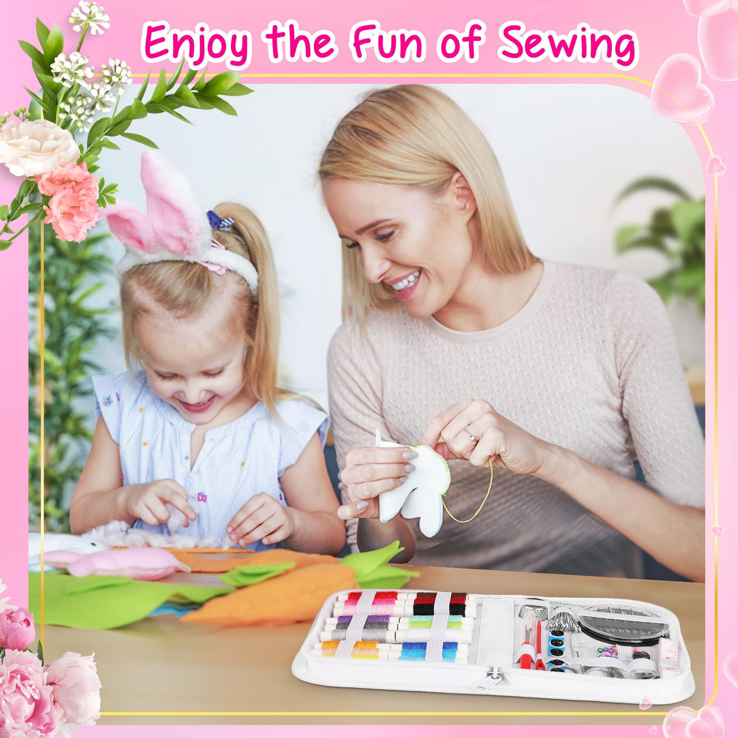 Sewing Kit Mothers Day Gifts for Mom Women Mother Her, Sewing kit Small Portable Sewing Supplies Accessories with Carrying Case Includes Thread, Needle, Scissors, Measure Tape, Thimble