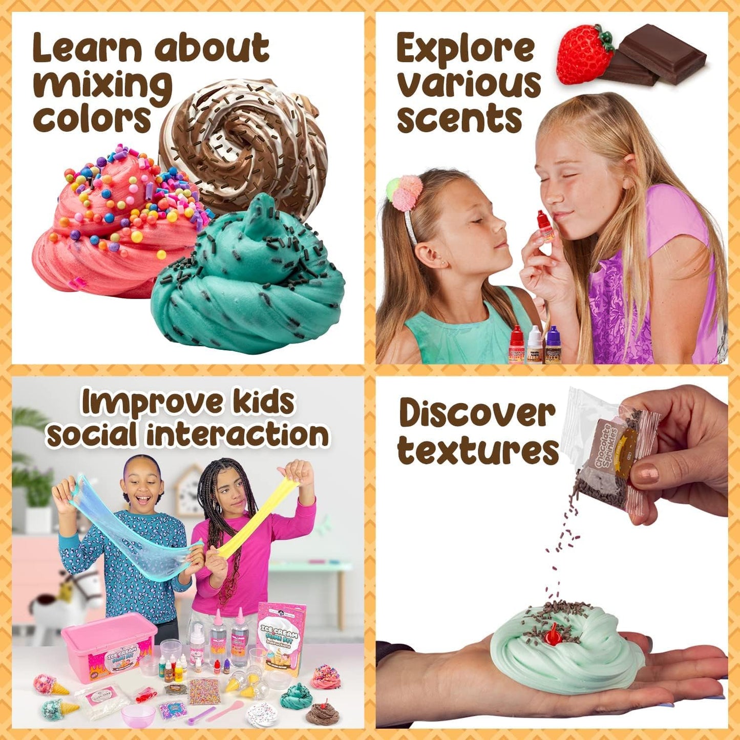 Original Stationery Ice Cream Slime Kit for Girls Toys, DIY Cherry-Scented Slime Making Set with 31 Pieces, Fun Arts and Crafts for Kids Ages 8-12, Easter and Birthday Gift
