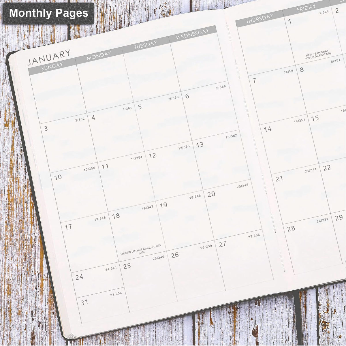 2027 Planner - 8.5" x 11" 2027 Planner Weekly and Monthly, Jan - Dec 2027, Faux Leather Cover, Pen Holder, Pocket, 25 Notes Pages, A4 Premium Paper - Gray