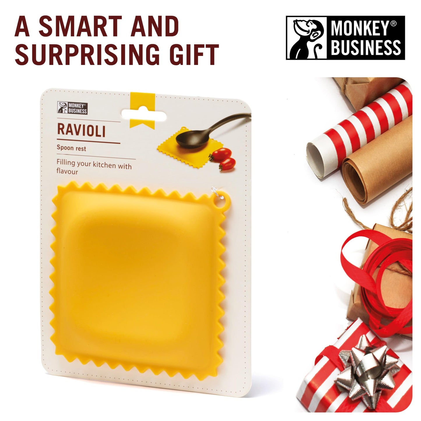 The Original Ravioli-Shaped Spoon Rest | Spoon Rest for Kitchen Counter | Cool and Cute Kitchen Accessories | from a Collection of Different Pasta-Shaped Unique Kitchen Gadgets | by Monkey Business