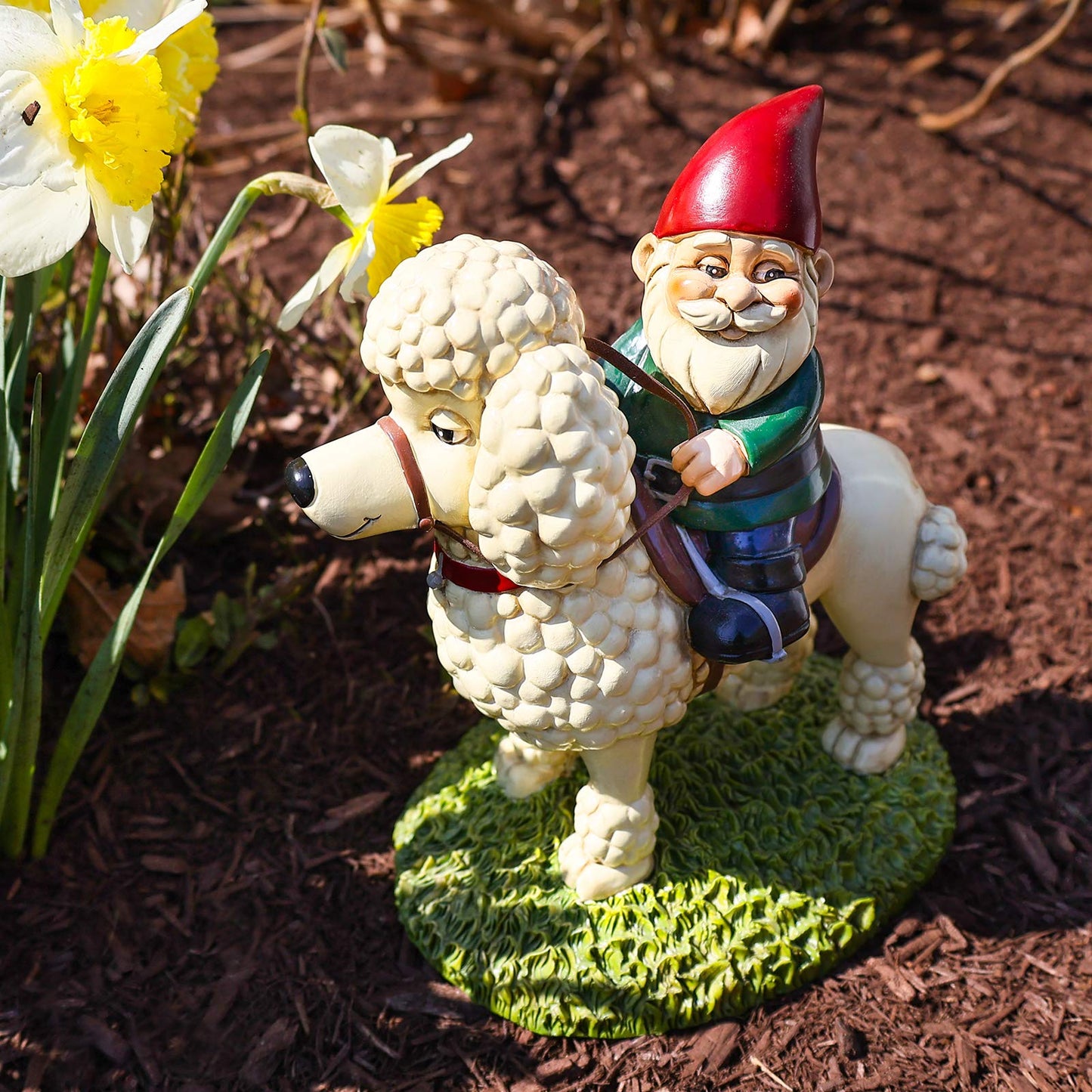 10” Poodle Garden Gnome Statue – Fun Lawn Ornament for Dog Lovers – Durable Resin Yard Decor with Faux Leather Leash – Unique Gift for Poodle Owners & Pet Enthusiasts