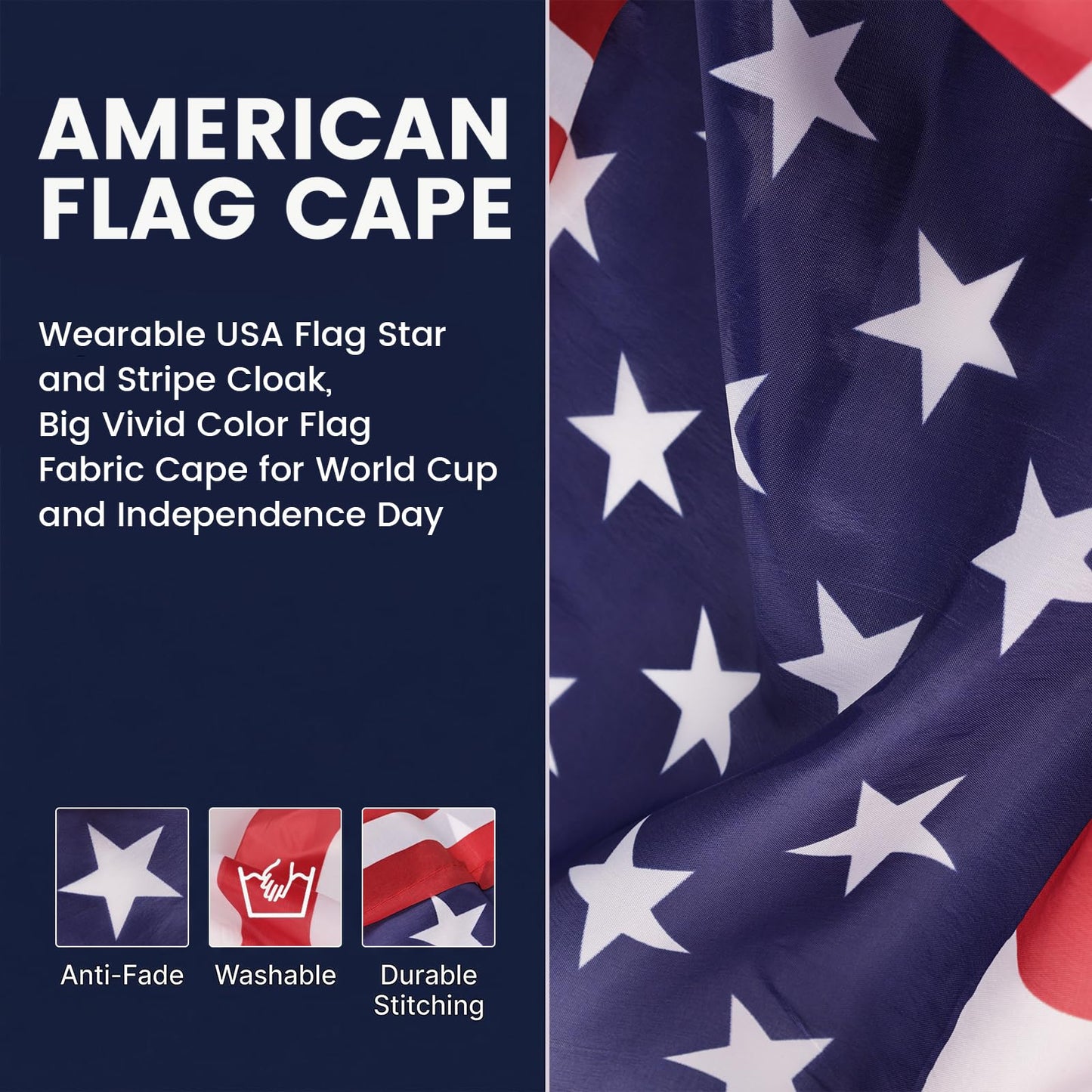 FUTUREPLUSX American Flag Cape, Wearable USA Flag Costume Outfit with Sleeves Classic Flag, 2 Differents Wearing Methods