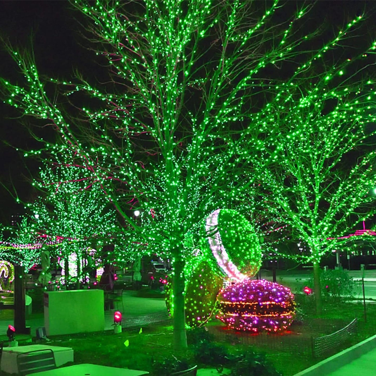 FULLBELL Christmas Decorations Halloween String Lights Outdoor, Green LED Halloween Lights, Green Light for Tree Halloween Decorations.