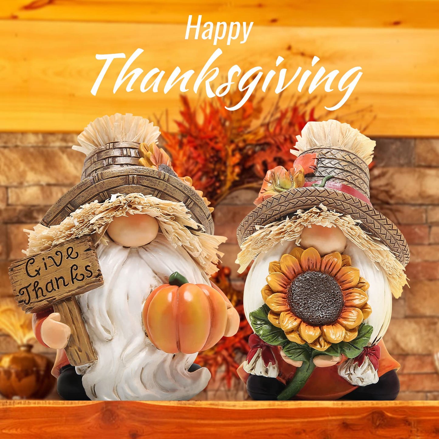 2pcs Thanksgiving Pumpkin Gnomes Decorations Handmade Swedish Tomte Elf for Fall Decor Gift - Fall Thanksgiving Party Home Kitchen Table Decor - Autumn Gifts