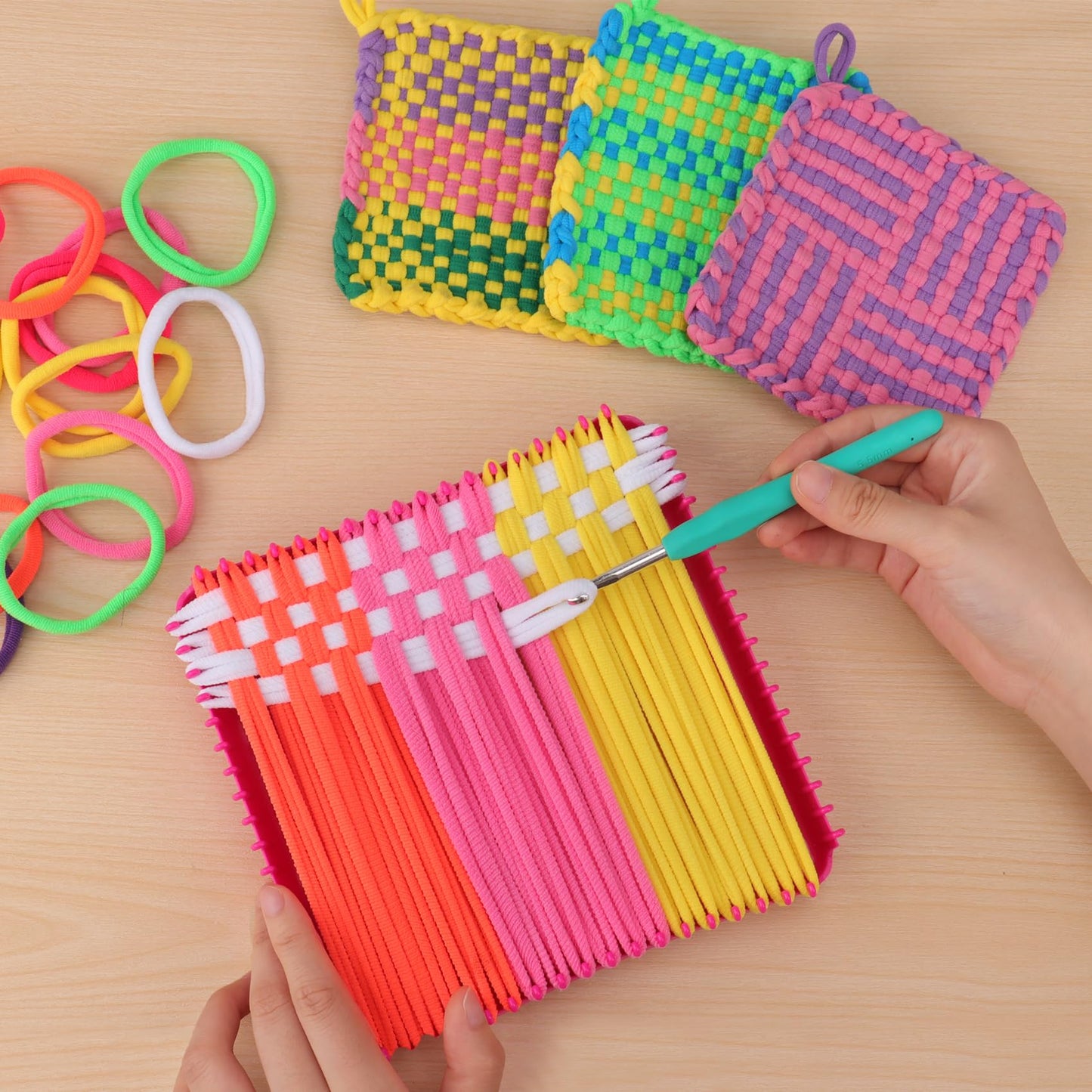 Weaving Loom Loop Refill,7 Inch 288 Pcs in 8 Vibrant Colors, Potholder Loops, Loom Refill Loops Craft for Kids