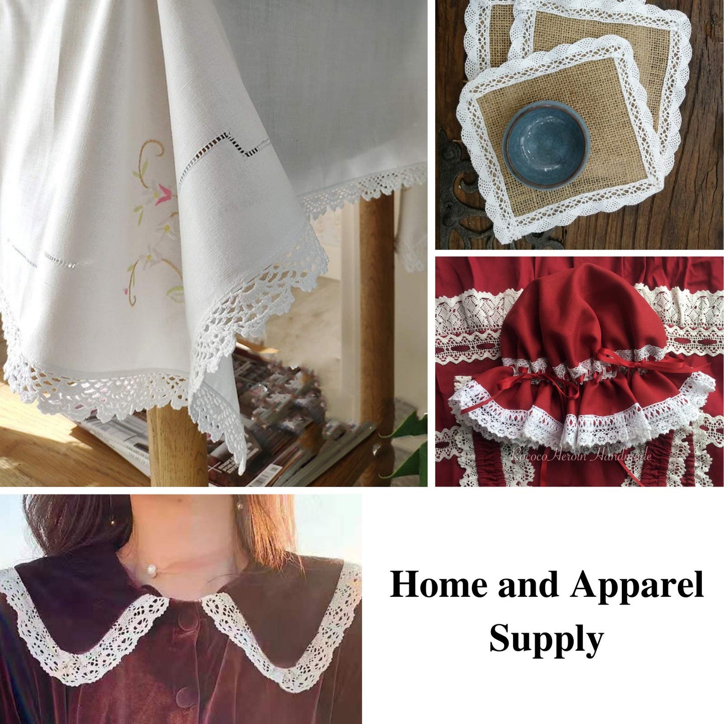 ZNZAKKA White Lace Ribbon Cotton Crochet Lace Trim Eyelet Lace Trim for Scrapbooking Dream Catcher Decorative Crafts Supply (30 Yards)