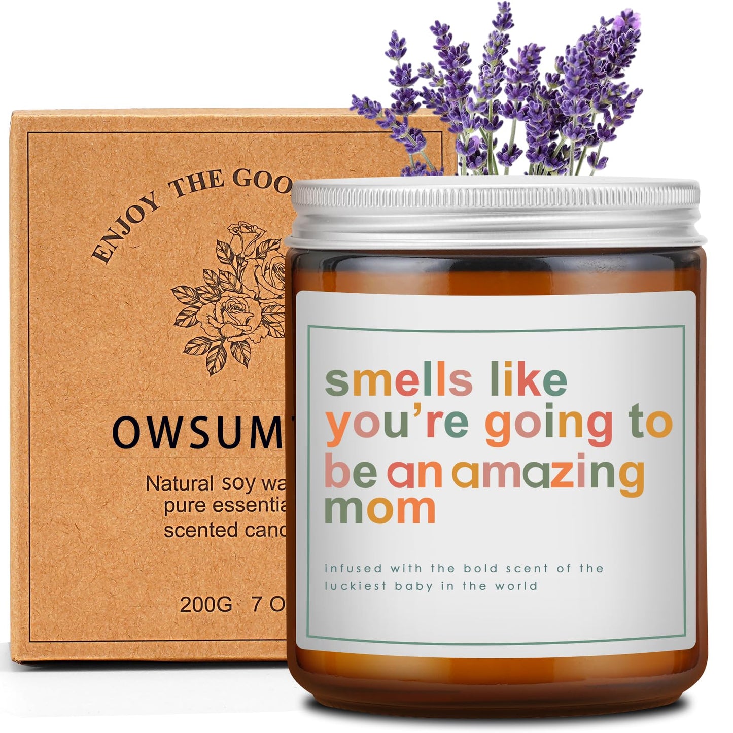 Mothers Day Gifts for Mom,New Mom Gifts,Gift for New Moms,Mothers Gift After Birth-7 OZ Lavender Soy Wax Candle