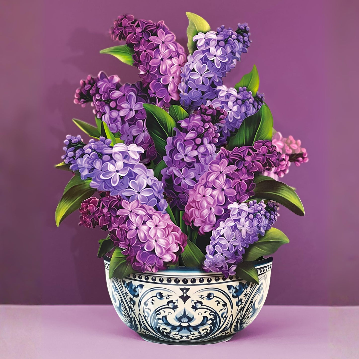 Freshcut Paper Mother's Day Garden Lilacs Pop Up Cards, 12 Inch Life Sized Forever Flower Bouquet 3D Popup Greeting Card, Birthday Cards, Mother's Day Card, Blank Notecard & Envelope
