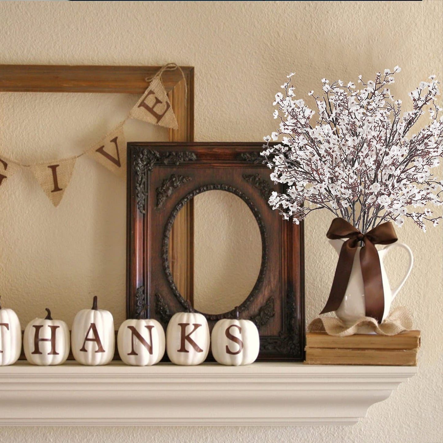 Babys Breath Artificial Flowers 6 Bundles White Fake Silk Flowers Faux Gypsophila Bouquets Real Touch Fake Flowers Bulk for Home Decor DIY Wedding Party Table Centerpieces Decor