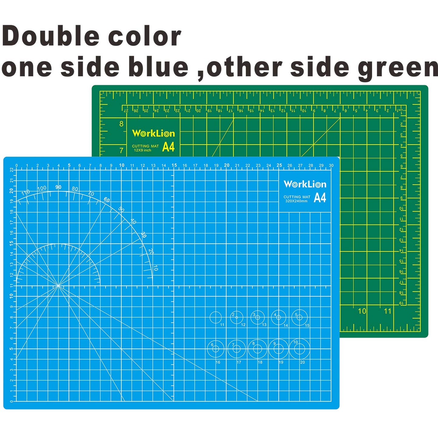 WORKLION Full 9" x 12" Art Self Healing PVC Cutting Mat, Double Sided, Gridded Rotary Cutting Board for Craft, Fabric, Quilting, Sewing, Scrapbooking Project…