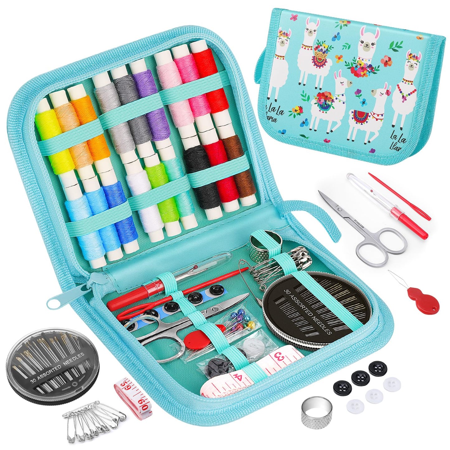 Sewing Kit Gifts for Grandma, Mom, Friend, Adults Beginner Kids Traveler, Portable Sewing Supplies Accessories with Case Contains Thread, Needle, Scissors, Measure Tape, Thimble etc