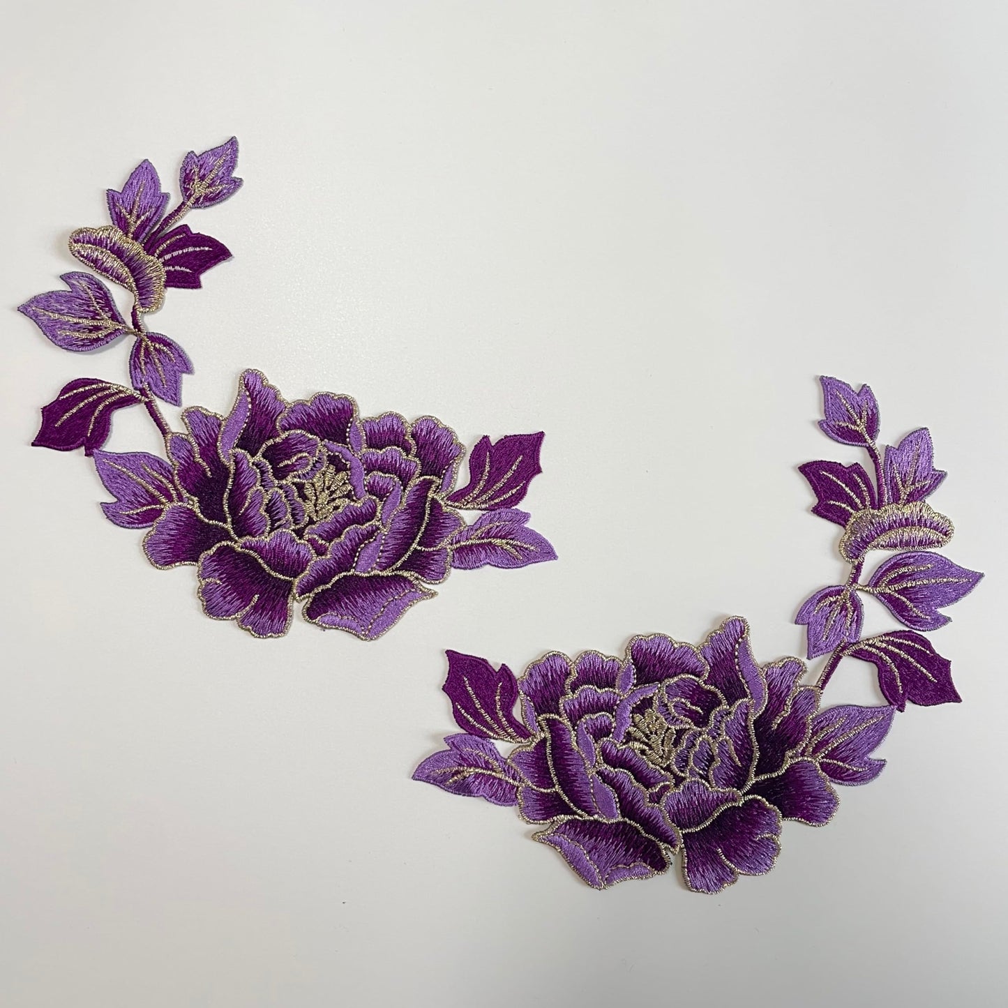 One Pair Beautiful Peony Flower Patches, Elegant Peony Blossom Embroidered Applique for Clothes Backpacks T-Shirt Jeans Skirt Vests Scarf Hat Bag (One Pair Purple Peony)