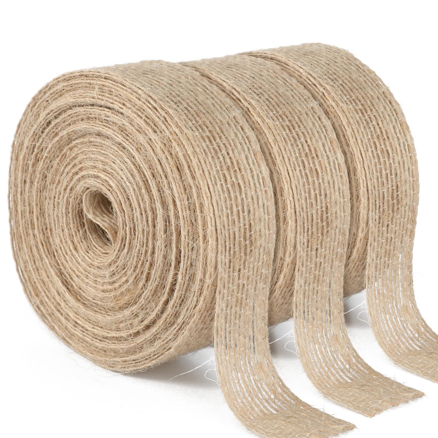 33Yards Jute Burlap Fabric Ribbon,Brown Premium Fabric Craft Ribbon,Personalized Ribbon for Big Bow,Wreath,Wedding,Gift Wrapping,Party Favor,Home Decor,and DIY Craft(0.8" x 11Yards x 3 Rolls)