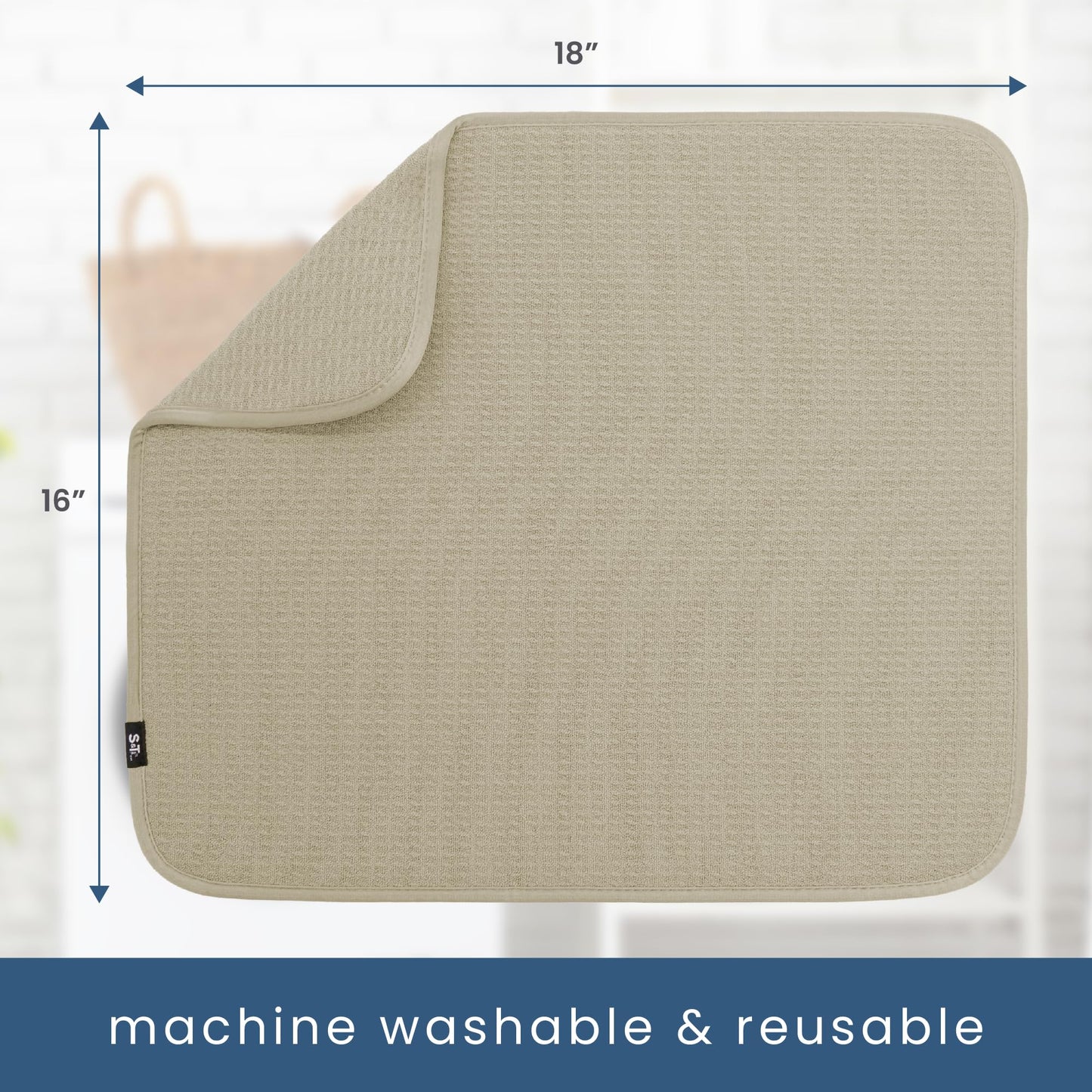 Dish Drying Mat 2 Pack, 16” x 18”, Absorbent Microfiber Kitchen Counter Mat, Dish Drying Pad for Dishes, Utensils, Pots and Pans, Large, Pure Cashmere