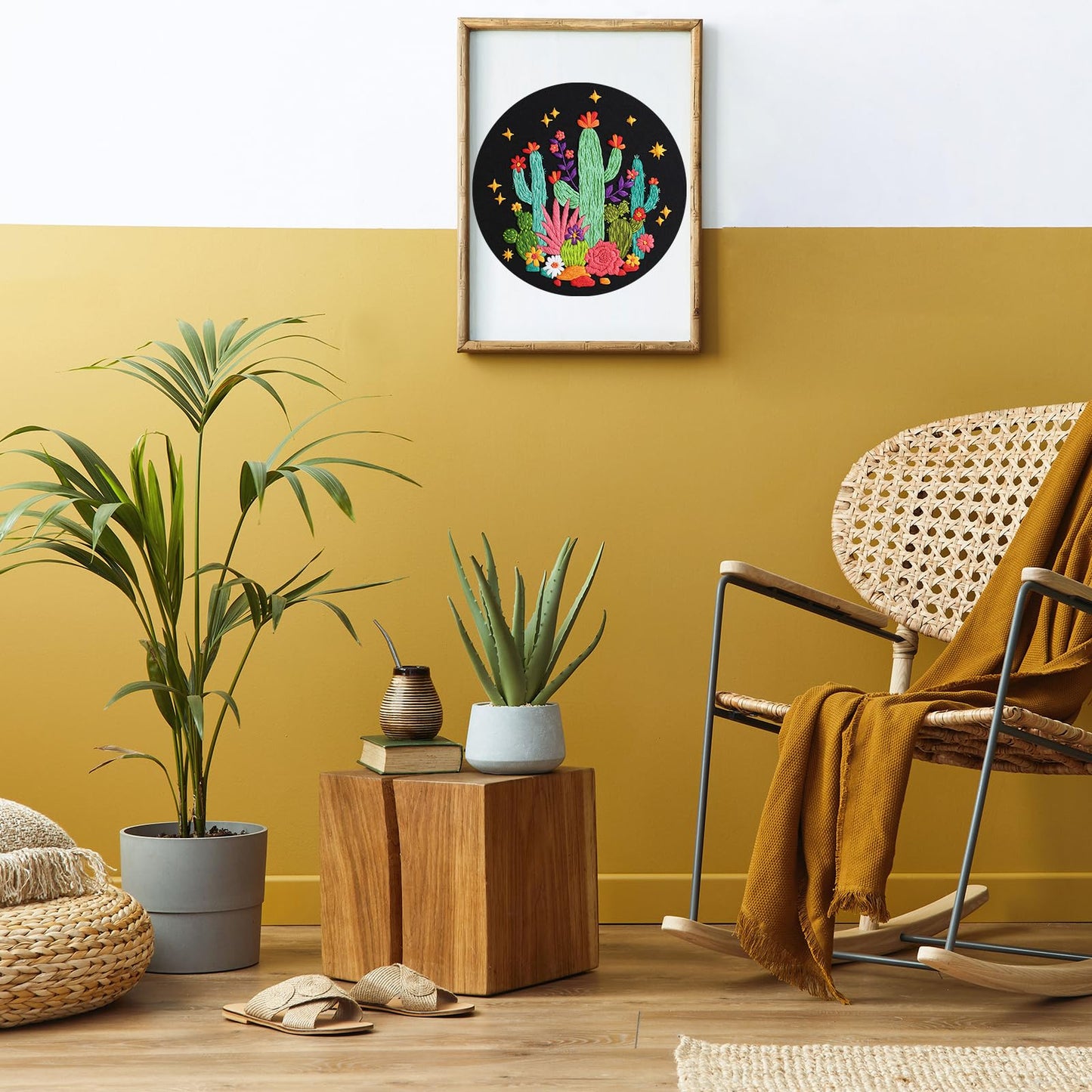 Louise Maelys Cactus Embroidery Kits for Beginners, DIY Cross Stitch Starter Craft Kits for Adults Including Embroidery Cloth with Pattern, Hoop, Needles Instruction and Threads